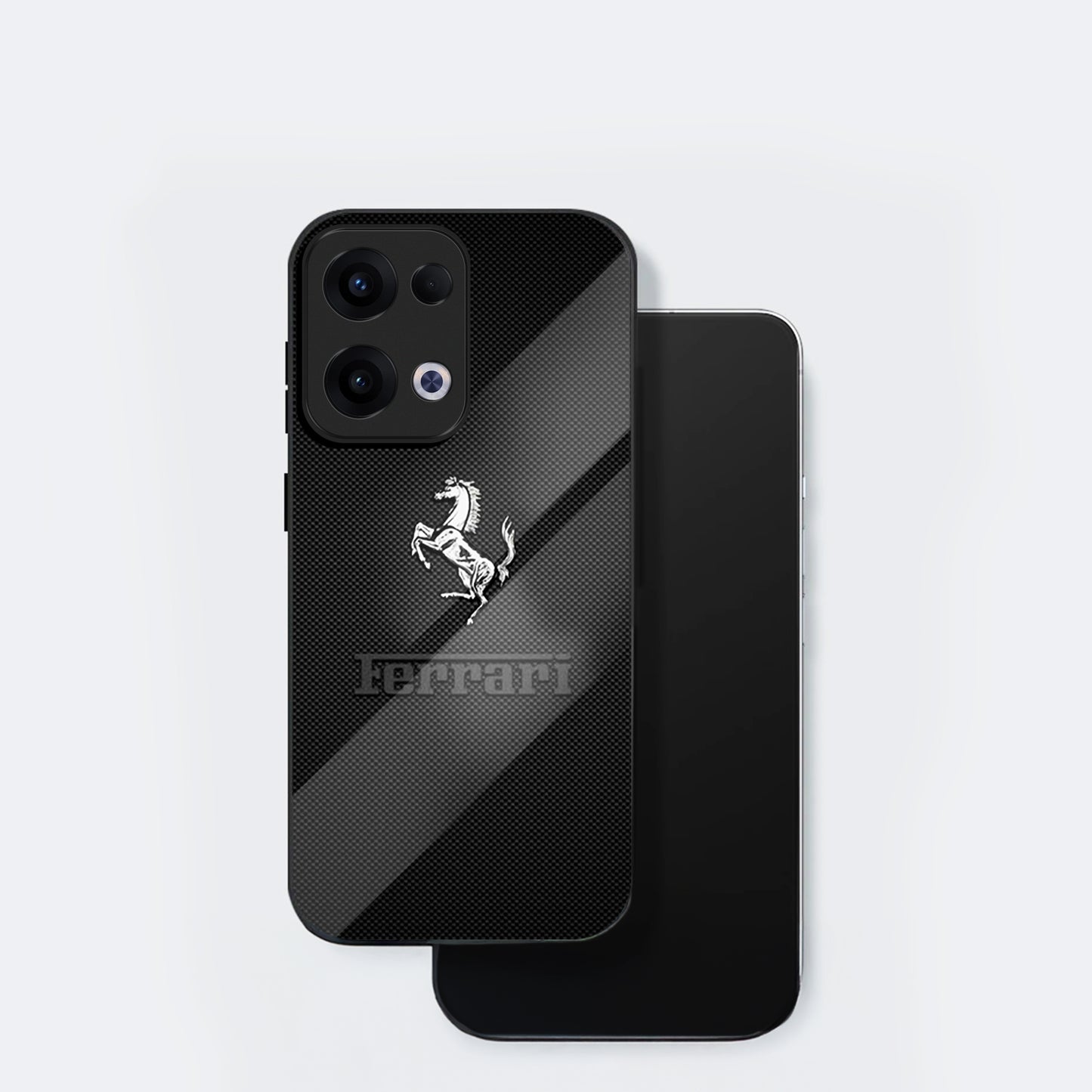 Oppo Reno 13 5G Premium Acrylic Shockproof Glass Back Case (Ferrari Carbon Fiber)