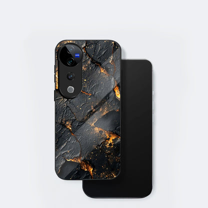 Vivo V40 Pro 5G Premium Acrylic Shockproof Glass Back Case (Volcanic Gold)