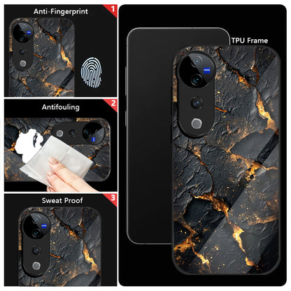 Vivo V40 Pro 5G Premium Acrylic Shockproof Glass Back Case (Volcanic Gold)