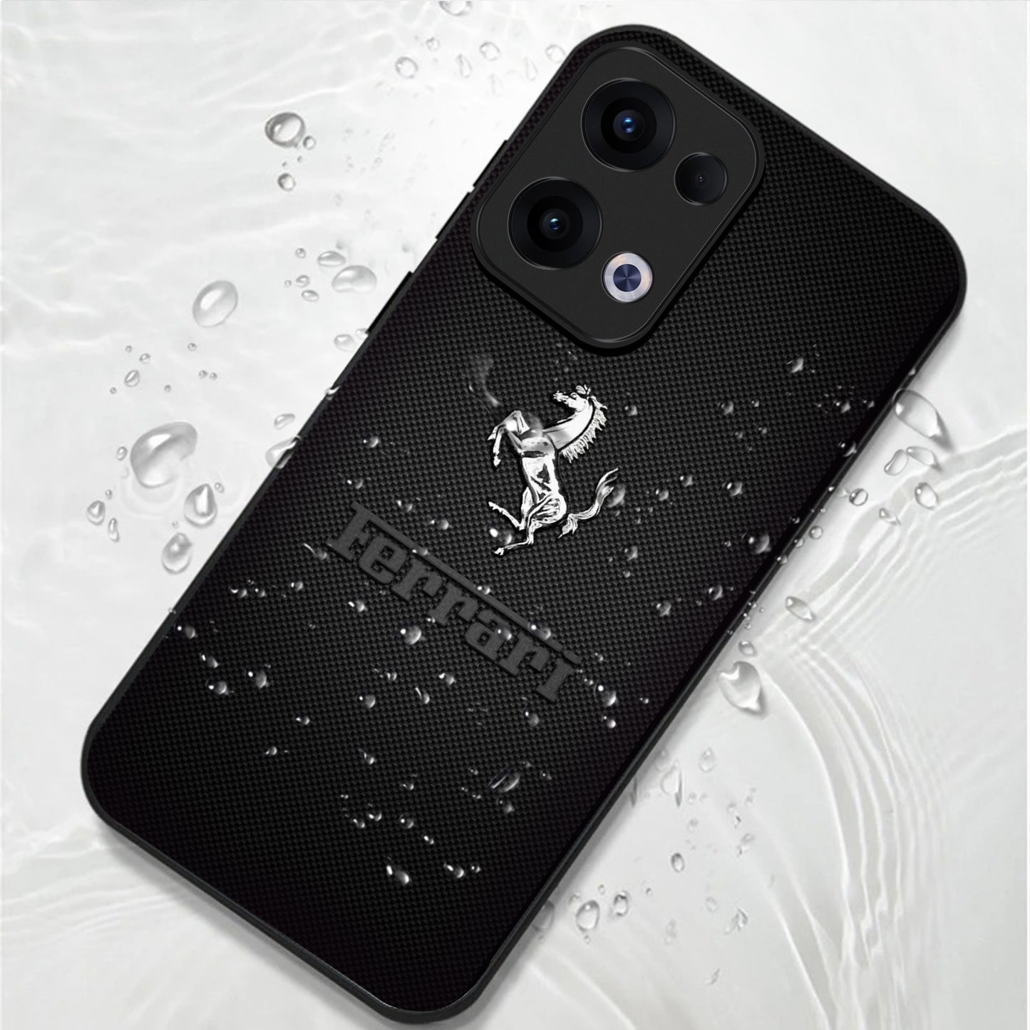 Oppo Reno 13 5G Premium Acrylic Shockproof Glass Back Case (Ferrari Carbon Fiber)