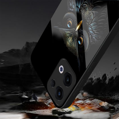 Oppo Reno 13 5G Premium Acrylic Shockproof Glass Back Case (Midnight Owl)