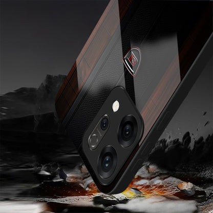 Oppo Reno 14 5G Premium Acrylic Shockproof Glass Back Case (Carbon Oak)