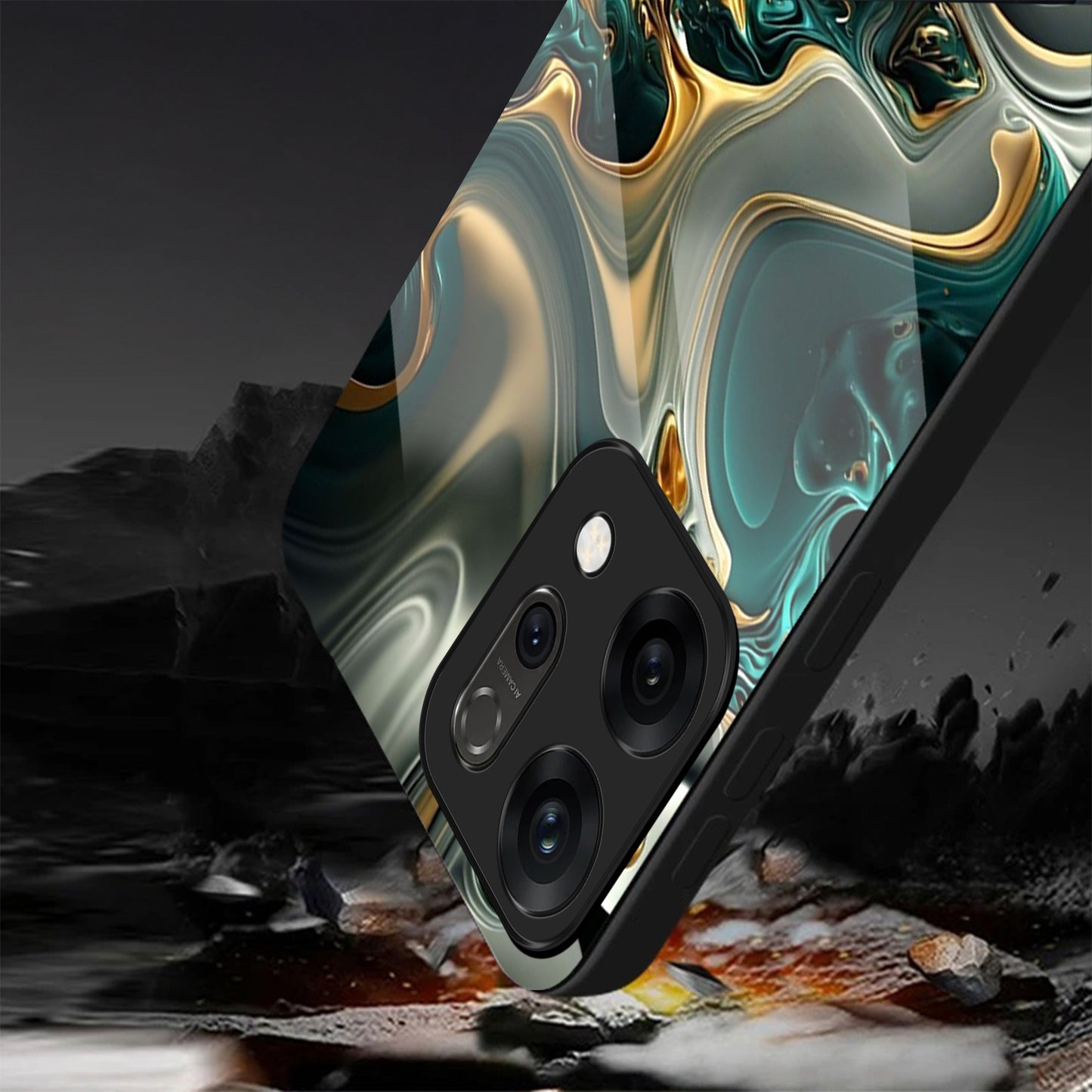 Oppo Reno 14 5G Premium Acrylic Shockproof Glass Back Case (Ocean Ember)