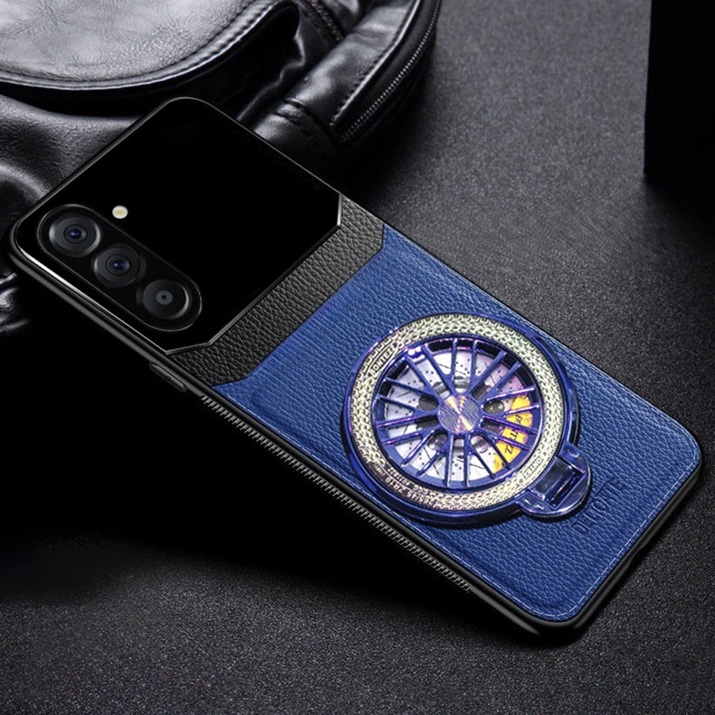 Samsung Galaxy A56 5G Original Luxury Leather Lens Wheel Ring Stand Case