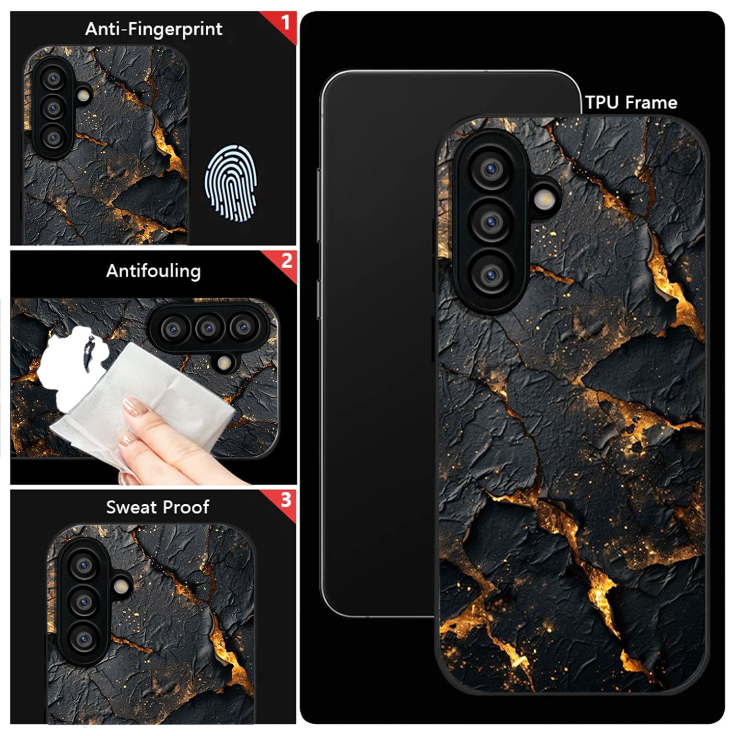 Samsung Galaxy A36 Premium Acrylic Shockproof Glass Back Case (Volcanic Gold)