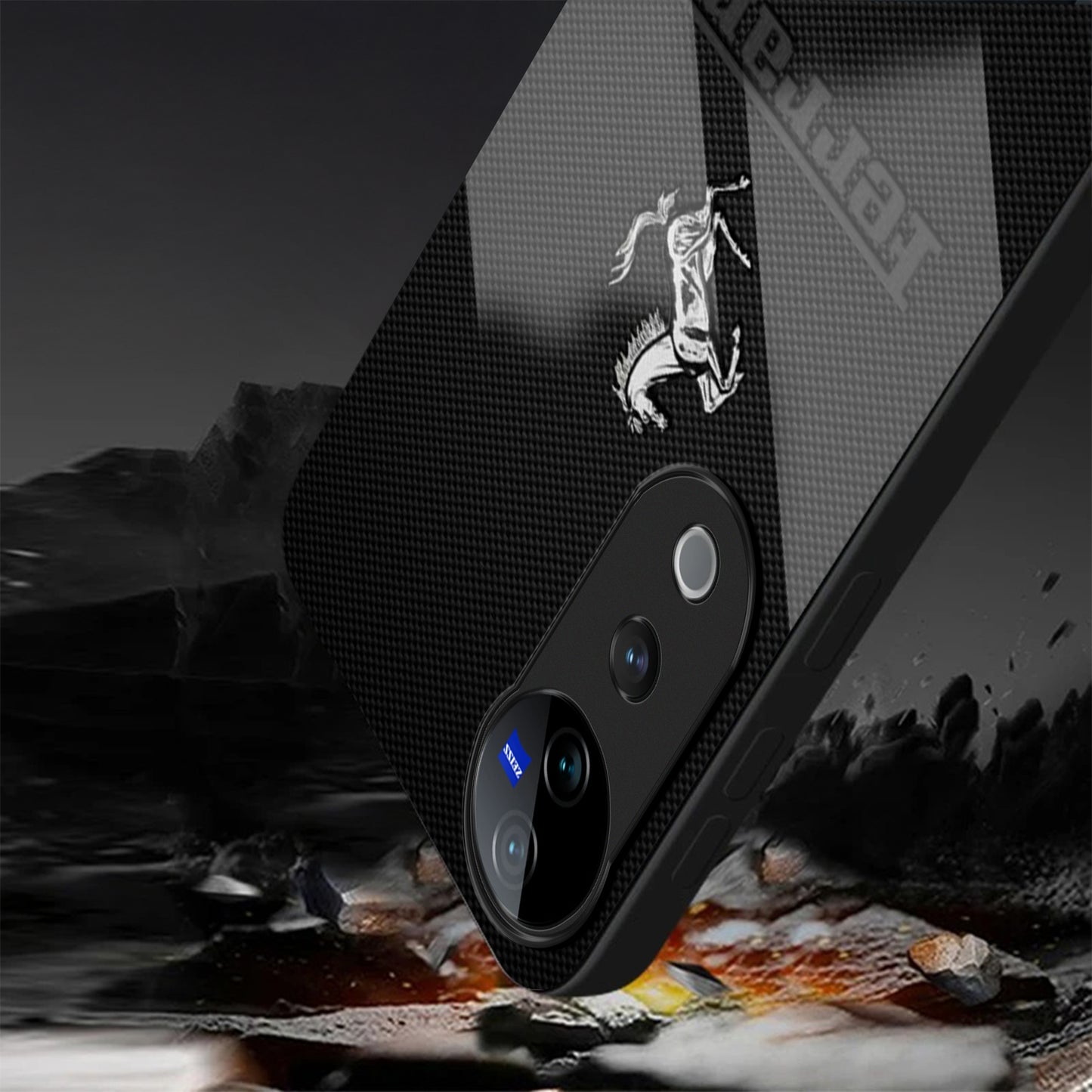 Vivo V40 Pro 5G Premium Acrylic Shockproof Glass Back Case (Ferrari Carbon Fiber)
