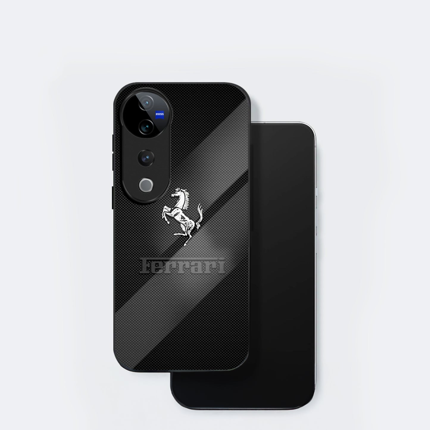 Vivo V40 Pro 5G Premium Acrylic Shockproof Glass Back Case (Ferrari Carbon Fiber)