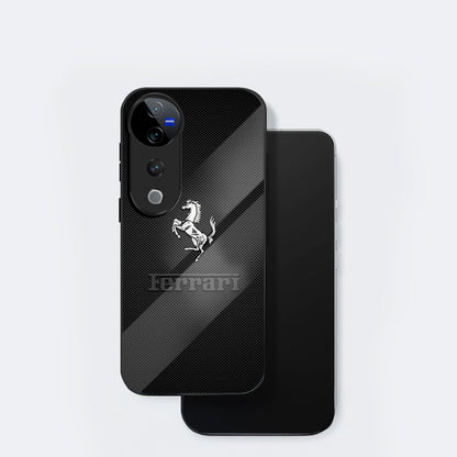 Vivo V40 Pro 5G Premium Acrylic Shockproof Glass Back Case (Ferrari Carbon Fiber)