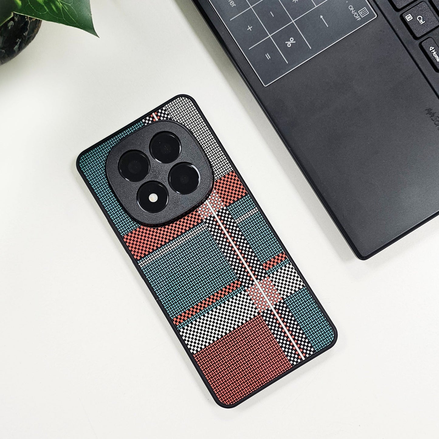 Redmi Note 14 Pro 5G Luxury Grid Pattern Glass Back Shockproof Case