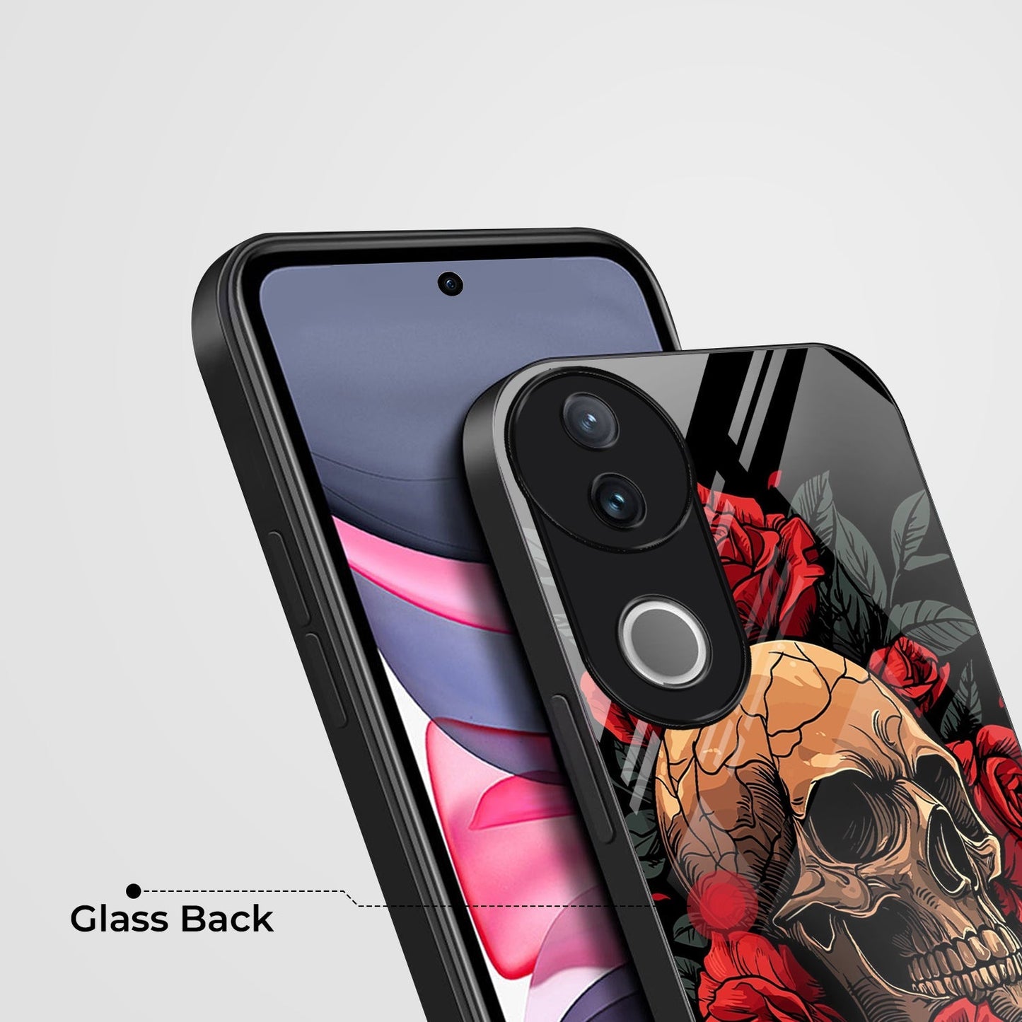 Vivo V50 5G Premium Acrylic Shockproof Glass Back Case (Rose Skull)