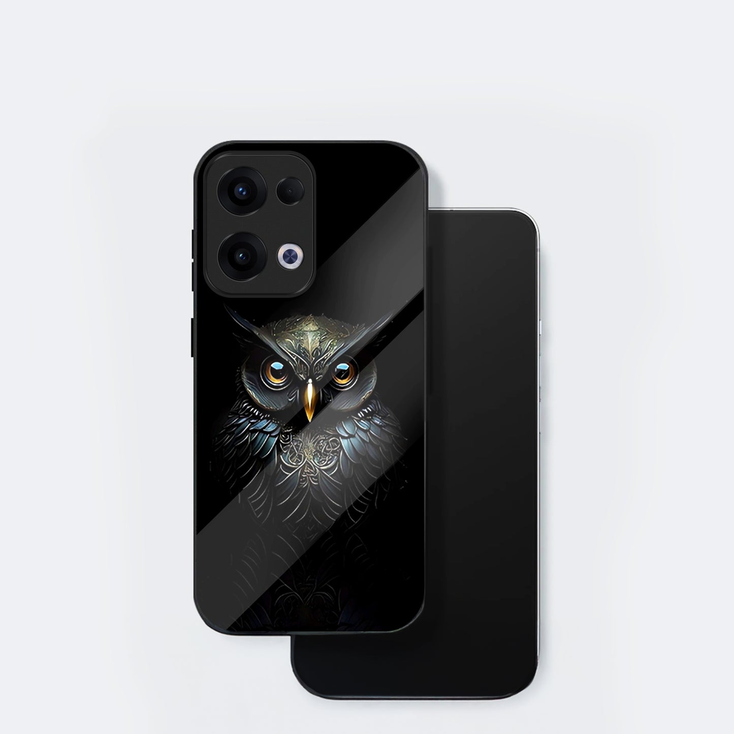 Oppo Reno 13 5G Premium Acrylic Shockproof Glass Back Case (Midnight Owl)