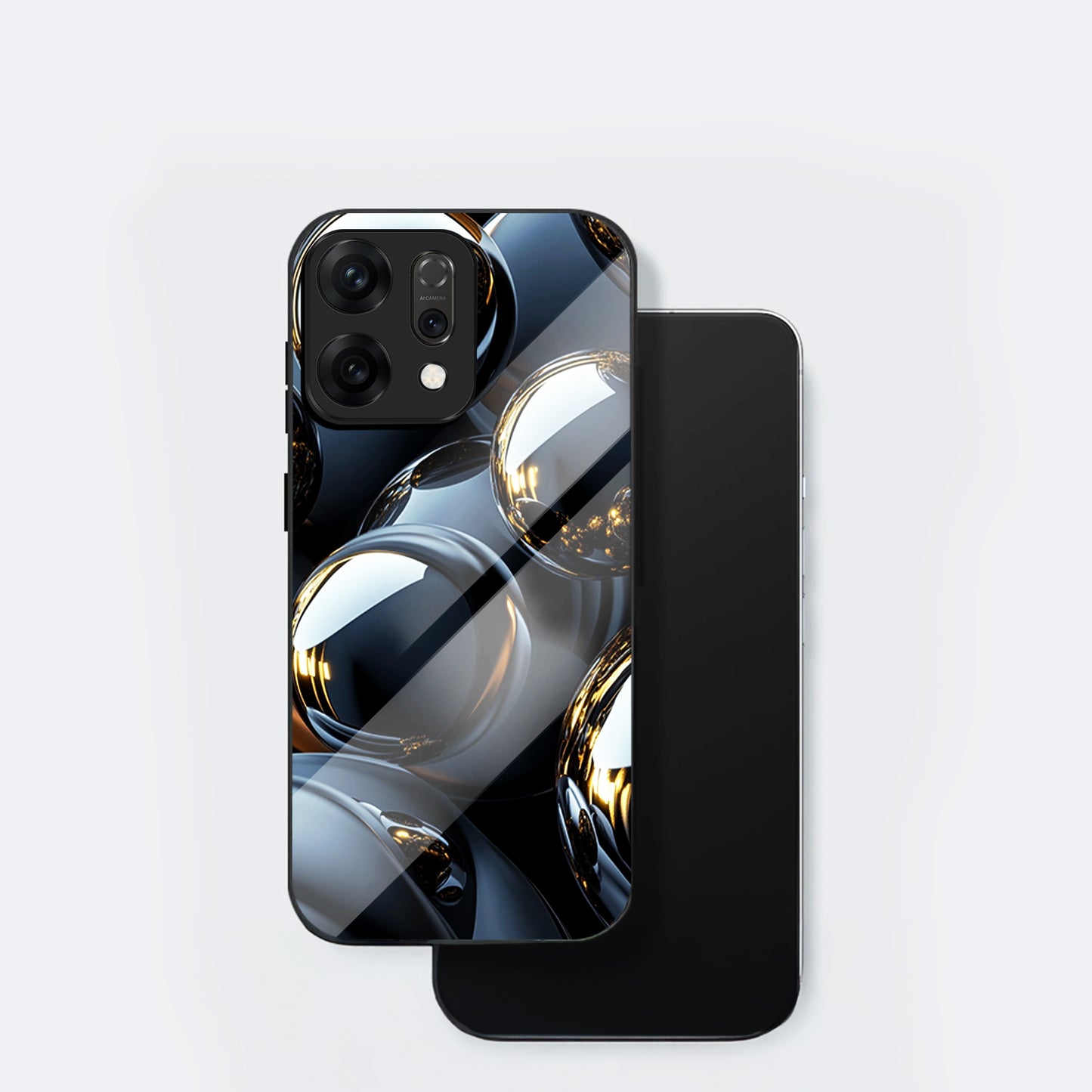 Oppo Reno 14 5G Premium Acrylic Shockproof Glass Back Case (Mirror Spheres)