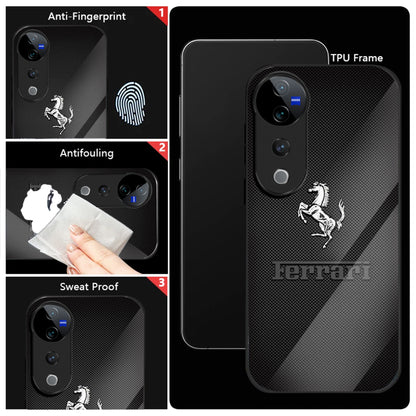Vivo V40 Pro 5G Premium Acrylic Shockproof Glass Back Case (Ferrari Carbon Fiber)
