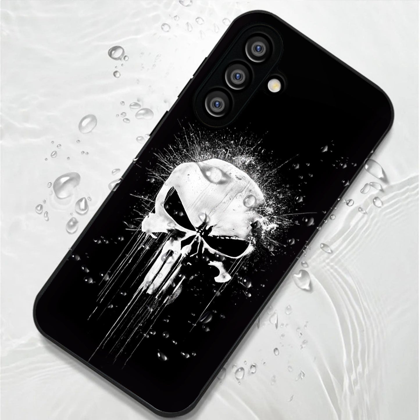 Samsung Galaxy A36 Premium Acrylic Shockproof Glass Back Case (Punisher Skull)