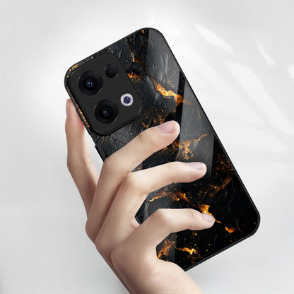 Oppo Reno 13 5G Premium Acrylic Shockproof Glass Back Case (Volcanic Gold)