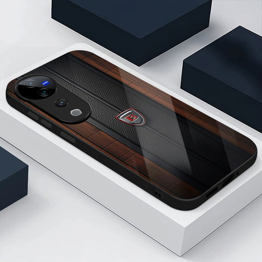 Vivo V40 Pro 5G Premium Acrylic Shockproof Glass Back Case (Carbon Oak)