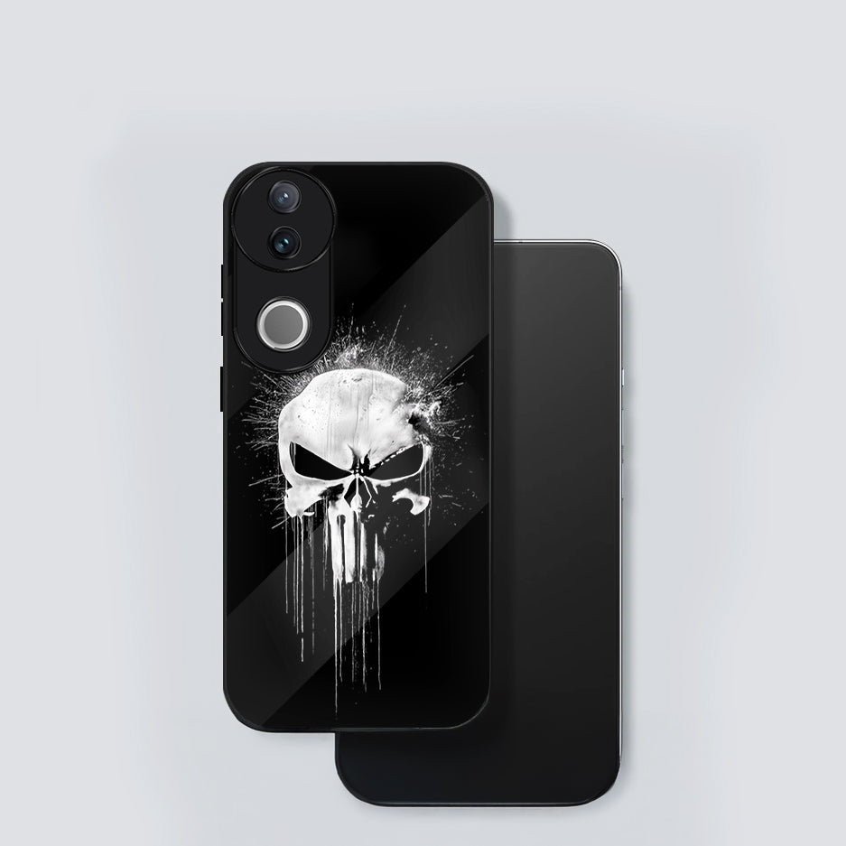 Vivo V50 5G Premium Acrylic Shockproof Glass Back Case (Punisher Skull)