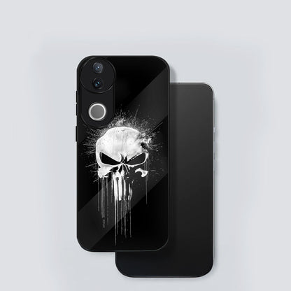 Vivo V50 5G Premium Acrylic Shockproof Glass Back Case (Punisher Skull)