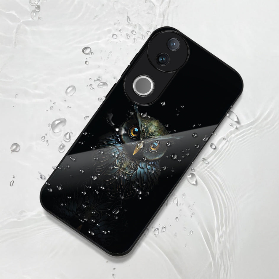 Vivo V50 5G Premium Acrylic Shockproof Glass Back Case (Midnight Owl)