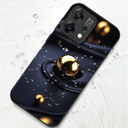 Oppo Reno 14 5G Premium Acrylic Shockproof Glass Back Case (Golden Ripple)