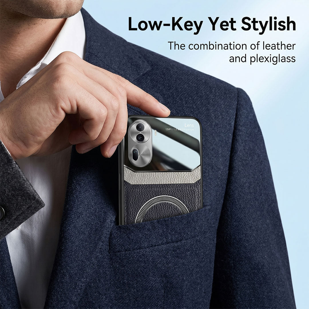 Oppo Reno 11 Pro 5G Premium Magsafe Magnetic Leather Lens Protective Case