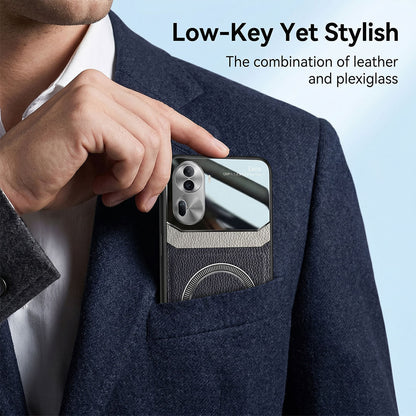 Oppo Reno 11 Pro 5G Premium Magsafe Magnetic Leather Lens Protective Case