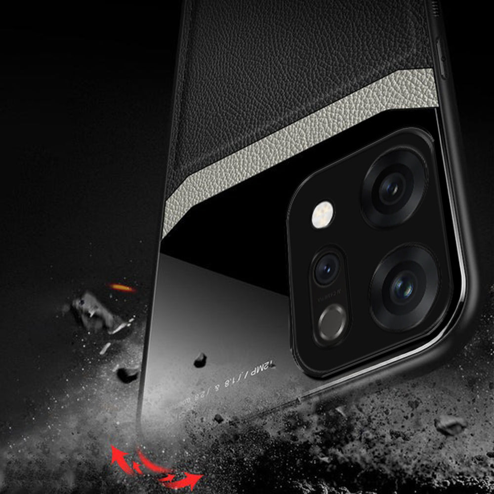 Shockproof leather back cover with camera guard for Reno 14 5G