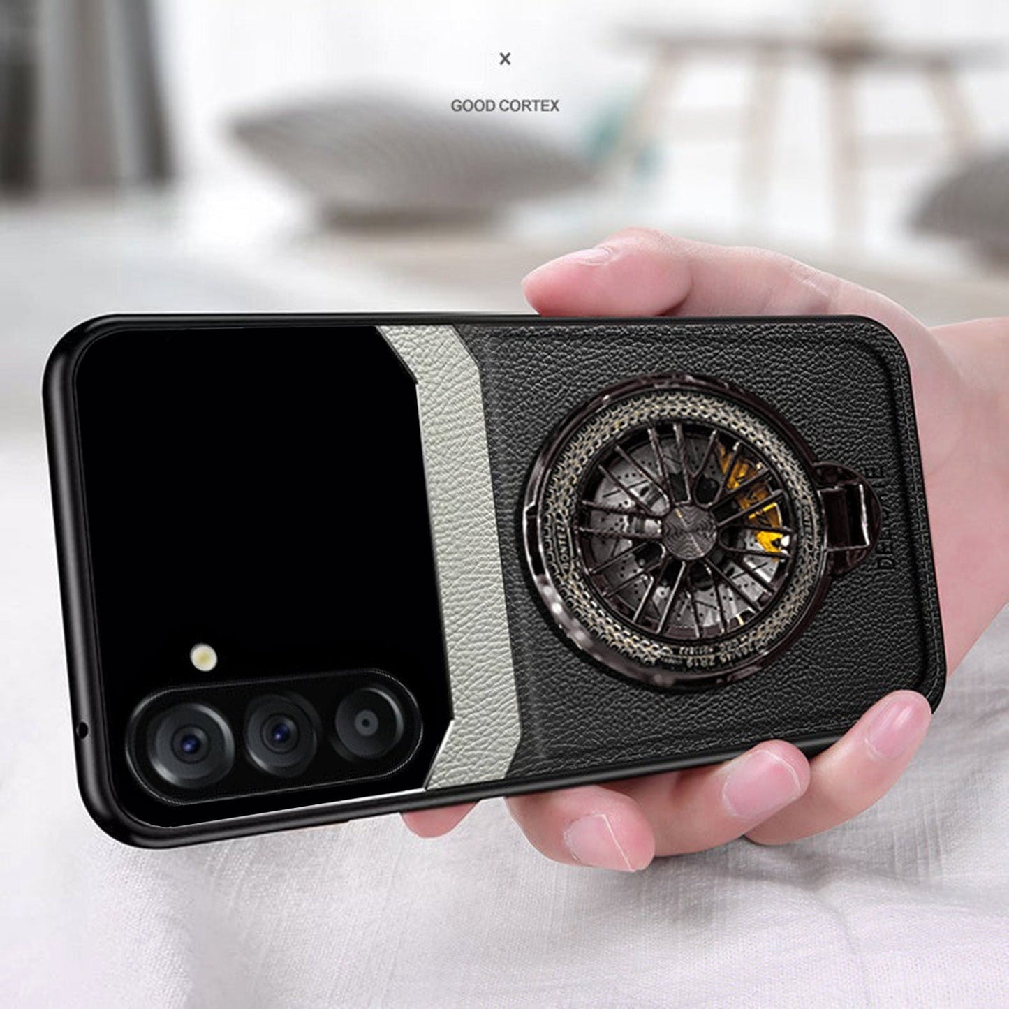 Samsung Galaxy A16 5G Original Luxury Leather Lens Wheel Ring Stand Case