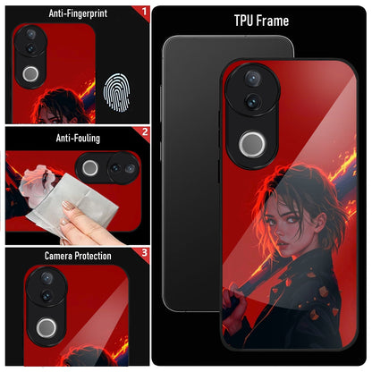 Vivo V50 5G Premium Acrylic Shockproof Glass Back Case (Flame Case)