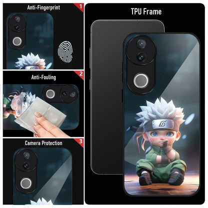 Vivo V50 5G Premium Acrylic Shockproof Glass Back Case (Small Kakashi)