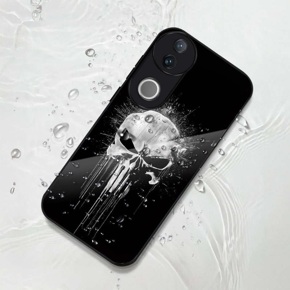 Vivo V50 5G Premium Acrylic Shockproof Glass Back Case (Punisher Skull)