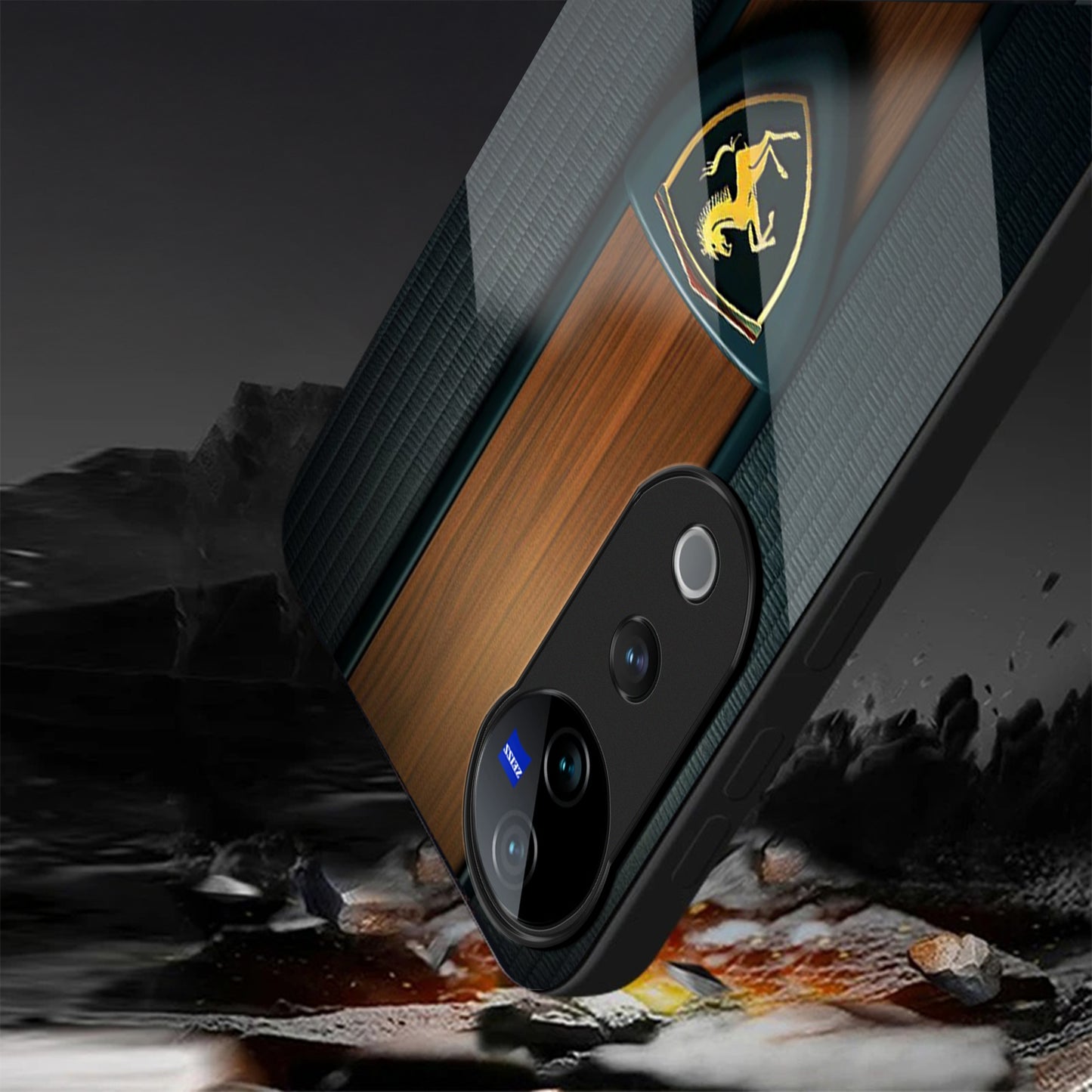 Vivo V40 Pro 5G Premium Acrylic Shockproof Glass Back Case (Royal Roadster)