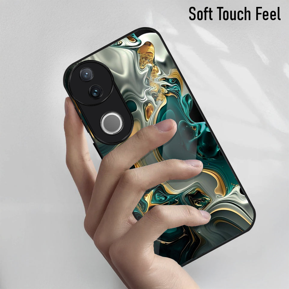 Vivo V50 5G Premium Acrylic Shockproof Glass Back Case (Ocean Ember)
