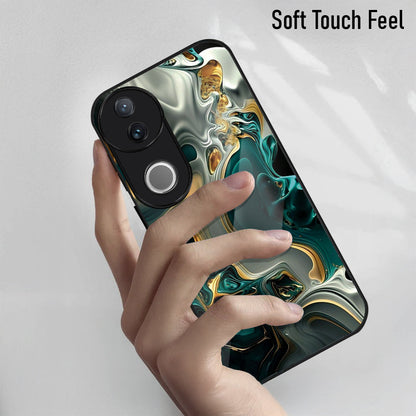 Vivo V50 5G Premium Acrylic Shockproof Glass Back Case (Ocean Ember)
