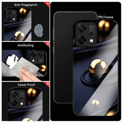 Oppo Reno 14 5G Premium Acrylic Shockproof Glass Back Case (Golden Ripple)