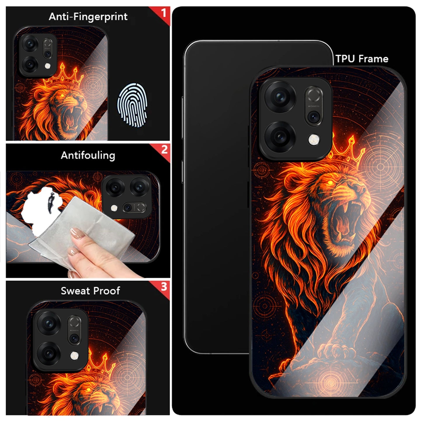 Oppo Reno 14 5G Premium Acrylic Shockproof Glass Back Case (King of Cosmos)