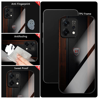 Oppo Reno 14 5G Premium Acrylic Shockproof Glass Back Case (Carbon Oak)