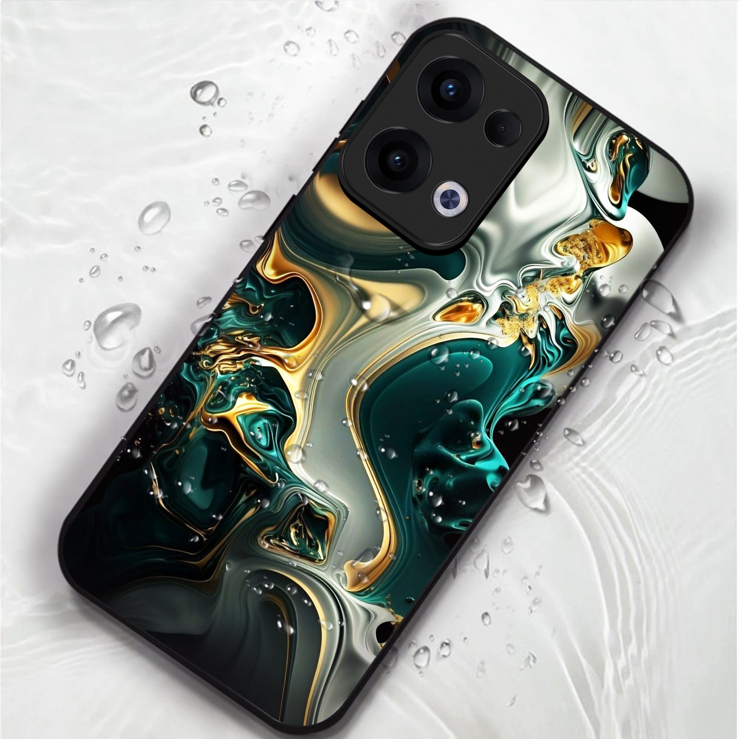 Oppo Reno 13 5G Premium Acrylic Shockproof Glass Back Case (Ocean Ember)
