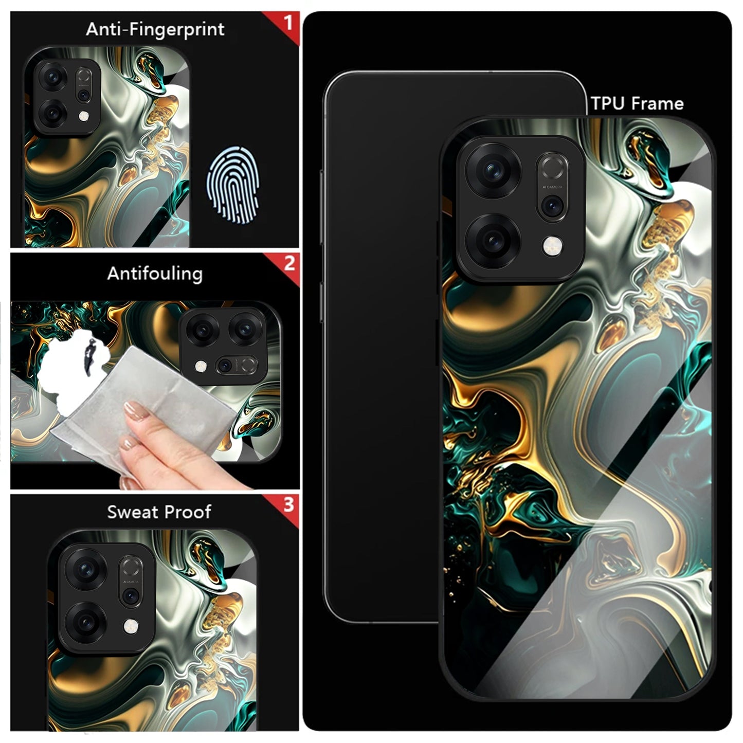 Oppo Reno 14 5G Premium Acrylic Shockproof Glass Back Case (Ocean Ember)