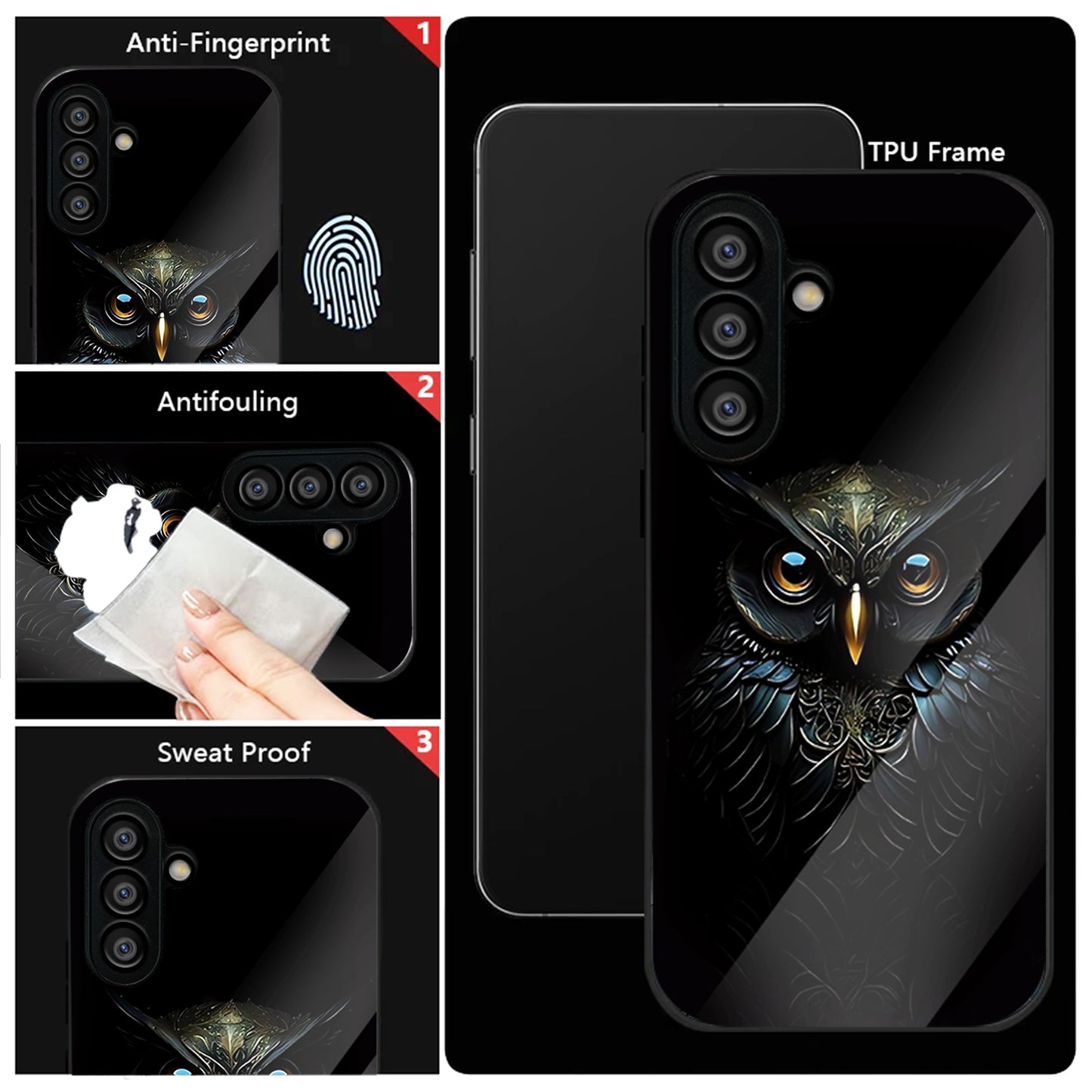Samsung Galaxy A56 5G Premium Acrylic Shockproof Glass Back Case (Midnight Owl)