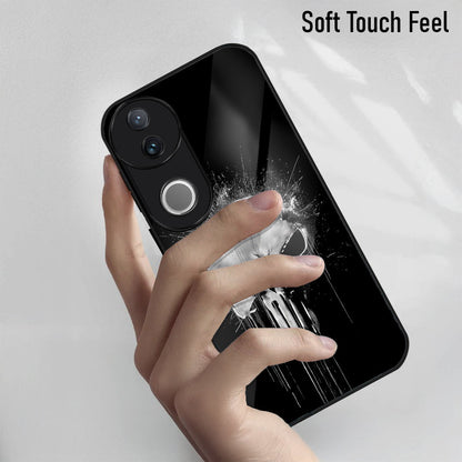 Vivo V50 5G Premium Acrylic Shockproof Glass Back Case (Punisher Skull)