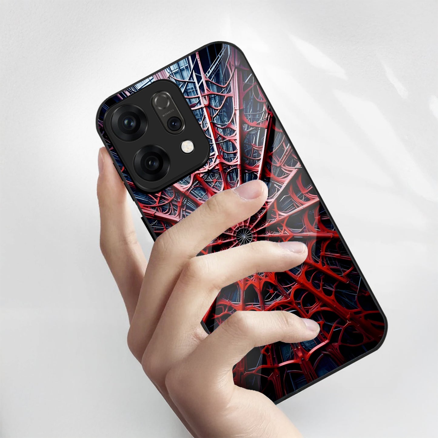 Oppo Reno 14 5G Premium Acrylic Shockproof Glass Back Case (Spider Vault)