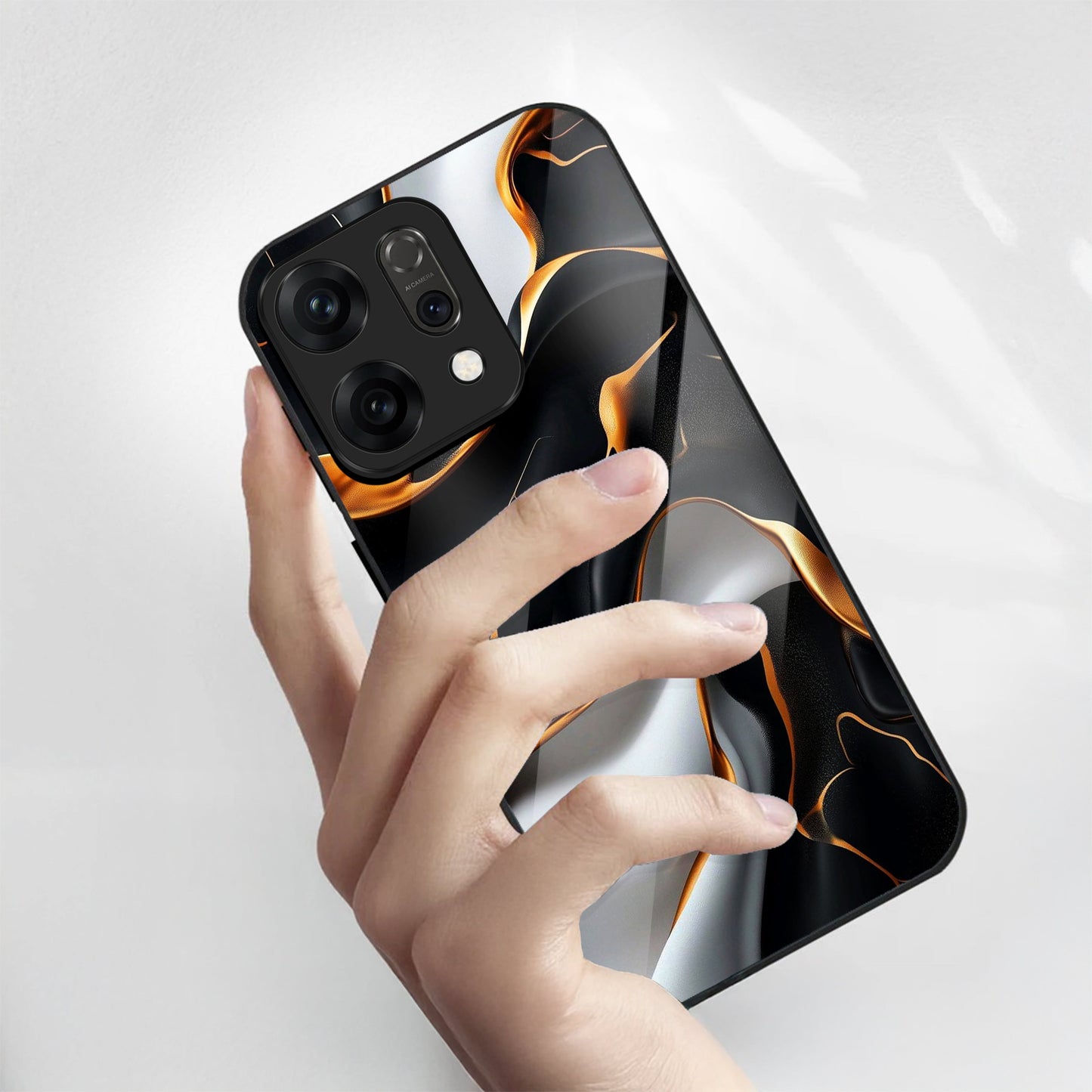Oppo Reno 14 5G Premium Acrylic Shockproof Glass Back Case (Lava Veins)