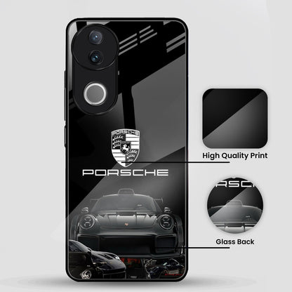 Vivo V50 5G Premium Acrylic Shockproof Glass Back Case (Black Porsche)