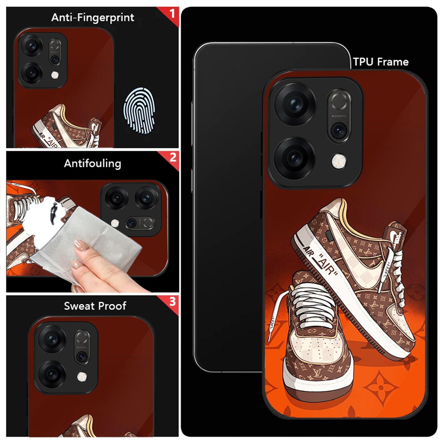 Oppo Reno 14 5G Premium Acrylic Shockproof Glass Back Case (Sneaker Case)