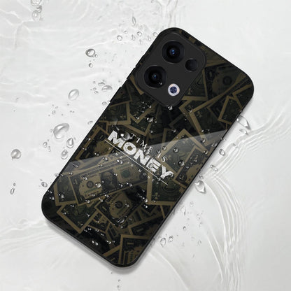 Oppo Reno 13 5G Premium Acrylic Shockproof Glass Back Case (Time is Money)