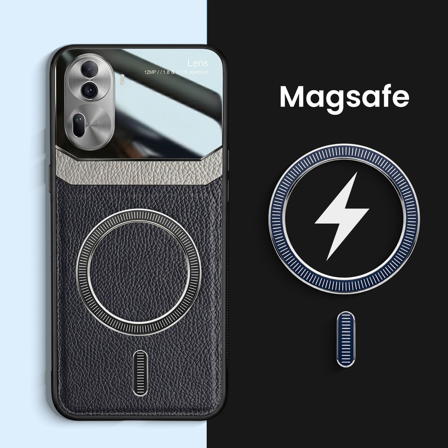 Oppo Reno 11 Pro 5G Premium Magsafe Magnetic Leather Lens Protective Case