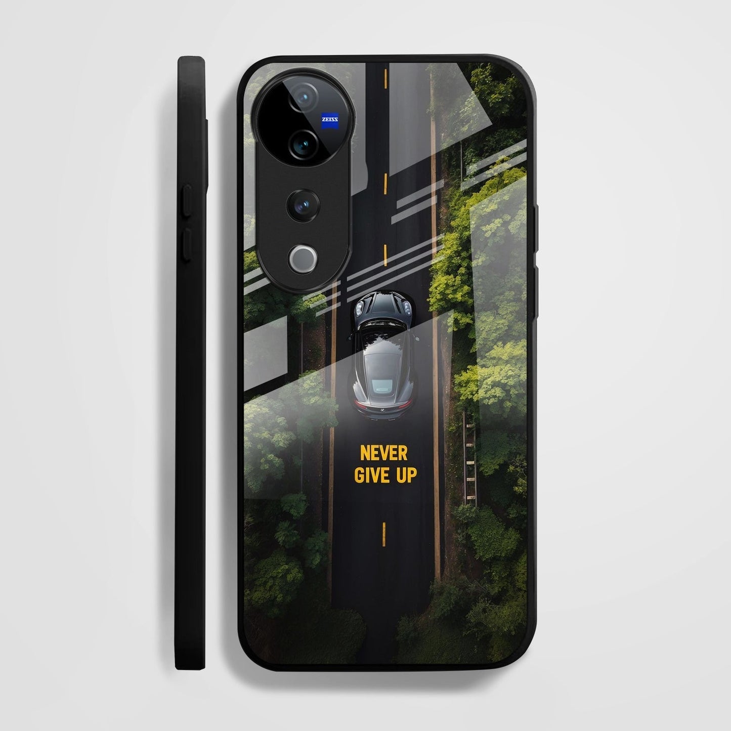 Vivo V40 Pro 5G Premium Acrylic Shockproof Glass Back Case (Road Never Give up)