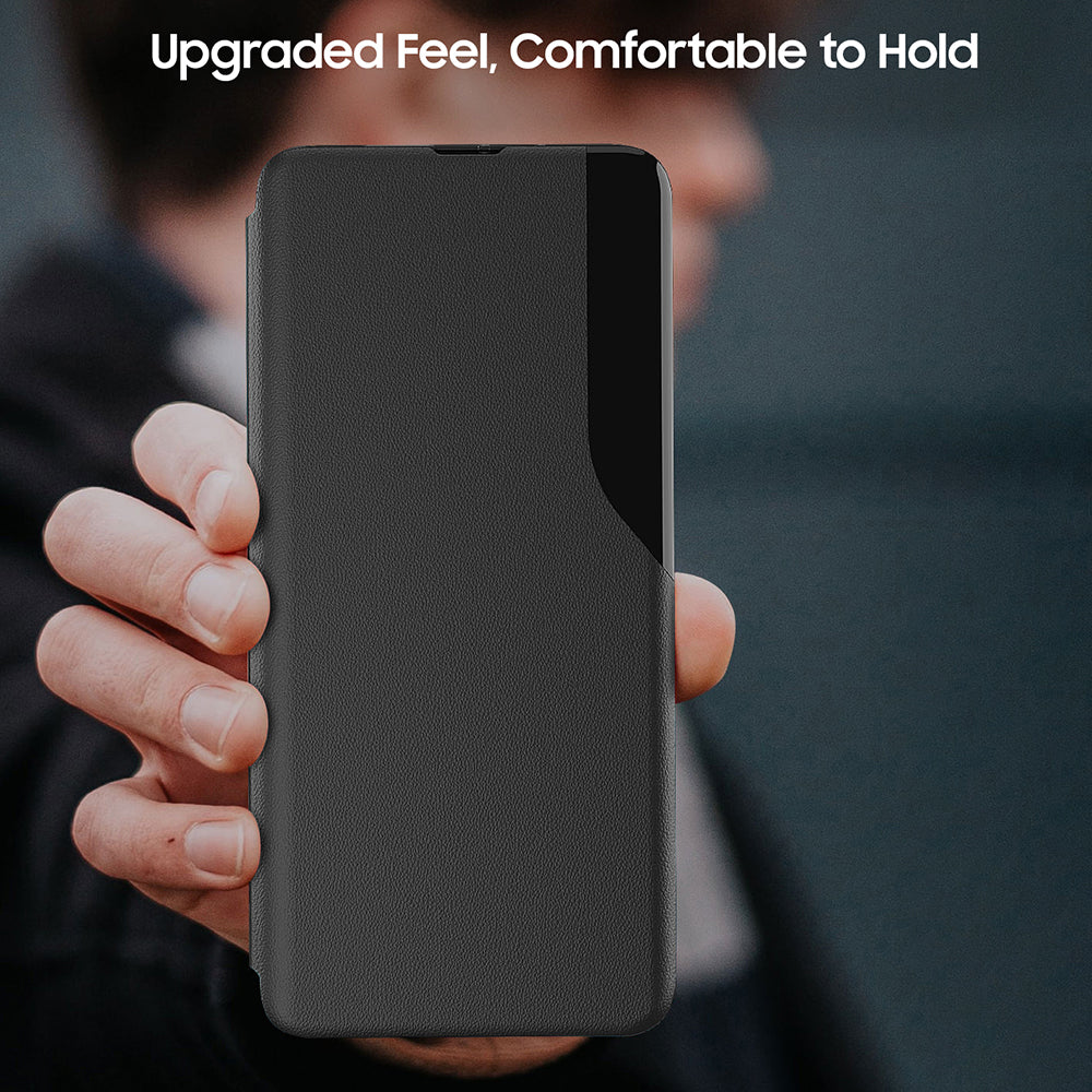 half cutout window leather flip case