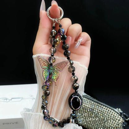 Samsung Galaxy A36 5G Shockproof Shimmer Butterfly Stand Case with Charm Strap